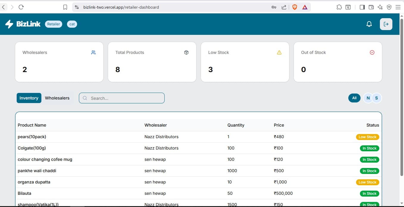 BizLink B2B platform screenshot 2